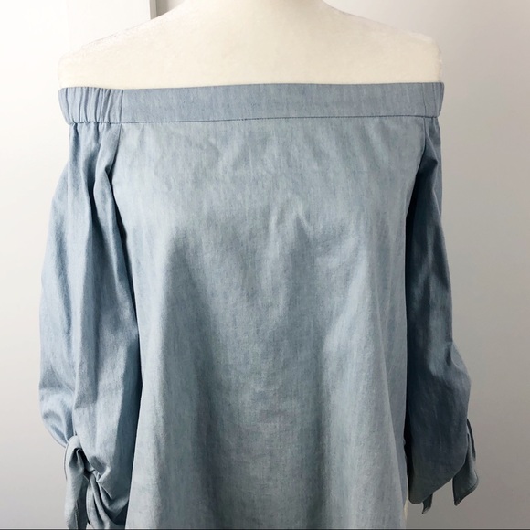 Tibi Off The Shoulder Chambray Tunic Sz 0 - Picture 4 of 8